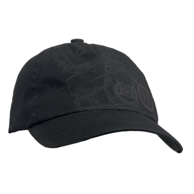 Juodos spalvos "Xplorer" kepuraitė su plūklo atvaizdu